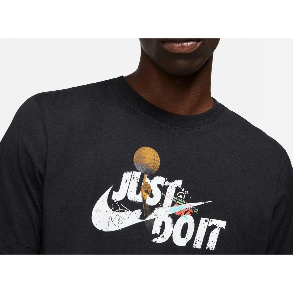 NIKE Basketball Just Do It Splatter T-Shirt Mens Small Black DB5984 010